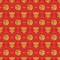 Seamless pattern Chinese oriental for New Year on red color background, illustration vector