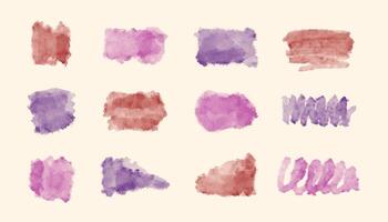 Watercolor spots and stains, transparent paint strokes, abstract graphic design set, splashes, colorful decor. elements. vector