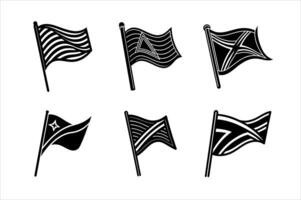 Flag silhouette icon set vector