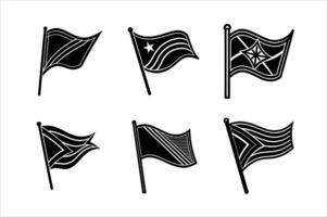 Flag silhouette icon set design vector
