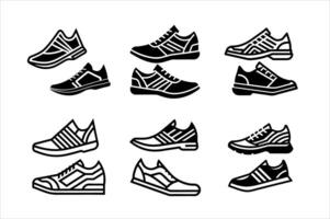 Various Stylish Shoe icon set vector