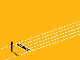 Ready for work. Businessman goes to the starting point. vector