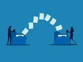 men send documents over the Internet, back up data, exchange files in folders vector