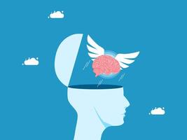 a brain with wings flying out of it vector
