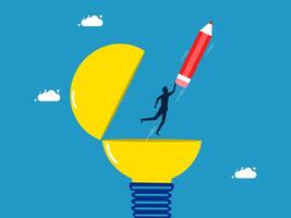 man is flying into an open light bulb vector