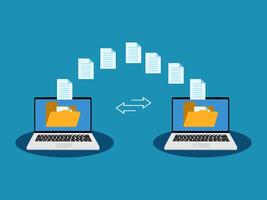 Transfer files, Send documents between laptops, Backup on, Exchange files on folders, Send documents over the Internet vector