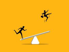 Increase business momentum. Two businessmen playing a seesaw vector