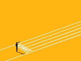 Focus on intention and determination. Businessman is at the starting point vector