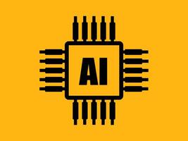 AI Chip Icon Artificial Intelligence in Human Head. Creative Digital Skills. vector