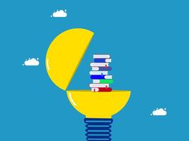 a light bulb with books inside it vector