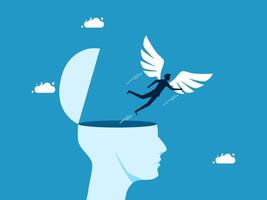 a man with wings flying out of the head vector