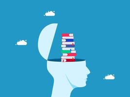 a man's head with books inside it vector