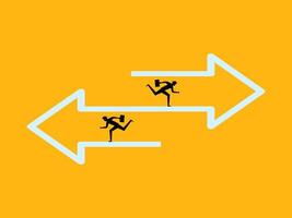 Exchange and communication, conflict or disagreement concept. two Businessman on arrow transferring data vector