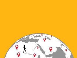 World map pin with route. Missions and objectives vector