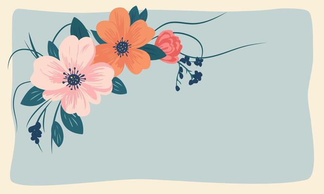 Horizontal invitation template decorated with flowers