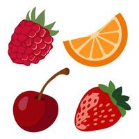 Strawberry, raspberry, orange slice, cherry. illustration isolated on white background vector