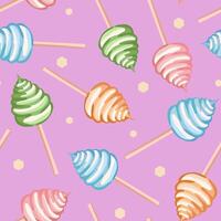 Seamless pattern of sweet marshmallows on a stick Various sweets, marshmallows for textile, print and Christmas wrapping paper Confectionery, sweets and desserts illustration vector