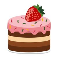 Raspberry cake. Sweet dessert. Layered fruit cake. illustration isolated on white background vector