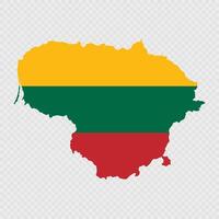 Lithuania map silhouette with flag. vector
