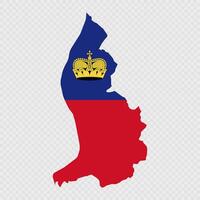 Liechtenstein map silhouette with flag. vector