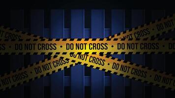Criminal investigation concept. Police line across the fence. A forensic illustration with Do Not Cross tape vector