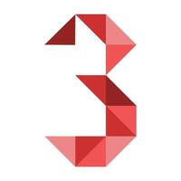 the number 3 is made up of triangles vector