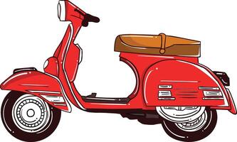 a red scooter is shown on a white background vector