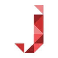the letter j is made up of triangles vector