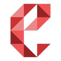 the logo e for the company is made up of red triangles vector