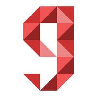 the letter g in red triangles vector