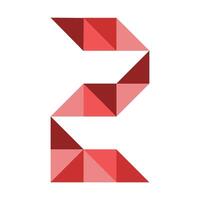 a red and white 2 logo geometric shape with triangles vector