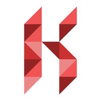 the letter k in red triangles vector