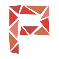 the letter p is made up of triangles vector