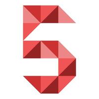 the number five is made up of red triangles vector