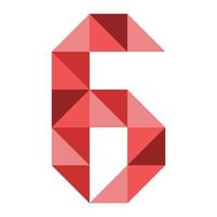 the number six is made up of red triangles vector