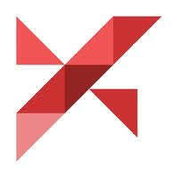 the x logo with red triangles vector