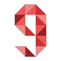 the number 9 is made up of red triangles vector