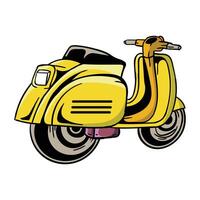 a yellow scooter is shown on a white background vector