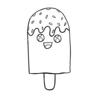 a drawing of ice cream with a face on it vector