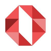 the logo o for the company is a red and white geometric shape vector