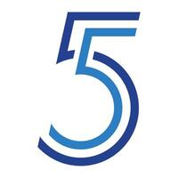 the number five is shown in blue and white vector