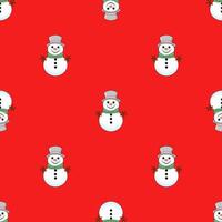Seamless Christmas pattern with snowmen. Winter pattern for the new year on a red background vector