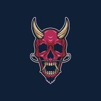 Demon Skull with Horns and Beard vector