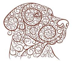 A sketch of the head of dog with patterns. vector