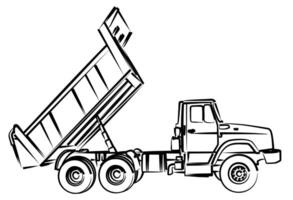 Sketch of the big old dump truck. vector