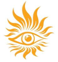 A symbol of the sun with beams and eye. vector