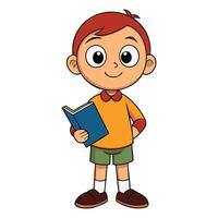 Cartoon Boy with Books, Learning and Studying Illustration vector