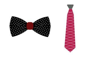 Bow tie and tie icon design. Necktie icon design on white background. Necktie fashion concept. Illustration of greeting card, sticker, icon design. vector