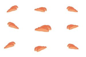 Salmon fish pattern design isolated on white background. illustration in cartoon flat style. Seafood icon. Salmon fish and sliced of salmon fillet steak illustration. vector