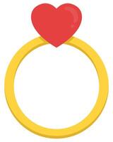Ring with red heart flat icon isolated on white background. vector